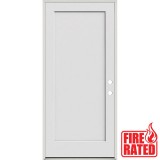 Fire Rated 6'8" Tall 1-Panel Shaker Primed Interior Prehung Wood Door Unit