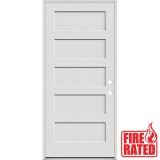 Fire Rated 6'8" Tall 5-Panel Shaker Primed Interior Prehung Wood Door Unit