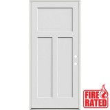 Fire Rated 6'8" Tall Craftsman Shaker Primed Interior Prehung Wood Door Unit