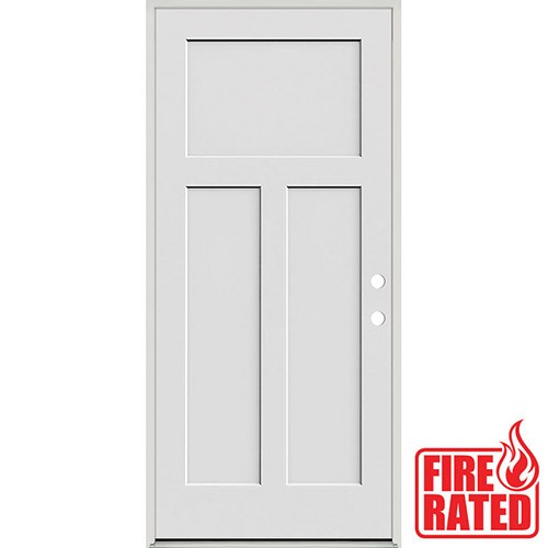 Fire Rated 6'8" Tall Craftsman Shaker Primed Interior Prehung Wood Door Unit