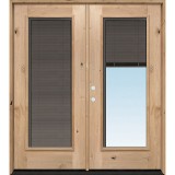 Slate Full Mini-blind Knotty Alder Wood Double Door Unit