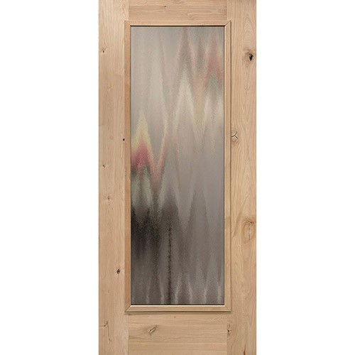 Privacy Glass Full Lite Knotty Alder Prehung Wood Door Unit