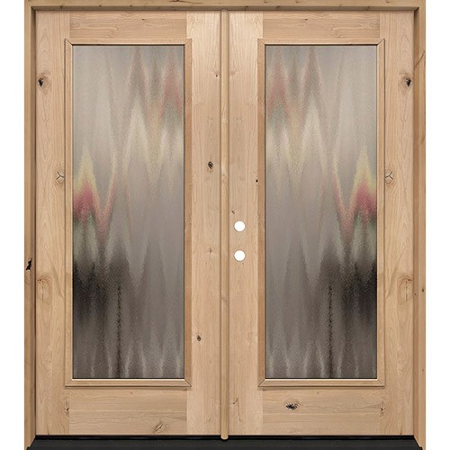 Privacy Glass Full Lite Knotty Alder Prehung Double Wood Door Unit Privacy Glass Full Lite Knotty Alder Prehung Double Wood Door Unit