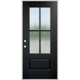 4-Lite Flemish Black Fiberglass Prehung Door Unit #5244