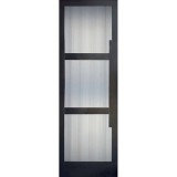 Hamilton 8'0" Tall Contemporary 3-Lite Narrow Profile Mahogany Wood Door