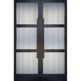Hamilton 8'0" Tall Contemporary 3-Lite Narrow Profile Mahogany Wood Double Door Unit