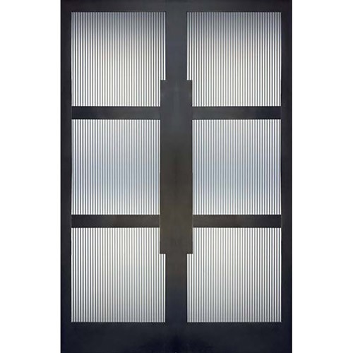 Hamilton 8'0" Tall Contemporary 3-Lite Narrow Profile Mahogany Wood Double Door Unit