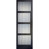 Hamilton 8'0" Tall Contemporary 4-Lite Narrow Profile Mahogany Wood Door