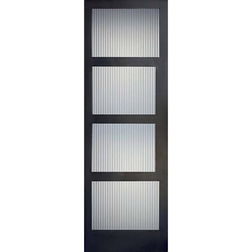 Hamilton 8'0" Tall Contemporary 4-Lite Narrow Profile Mahogany Wood Door