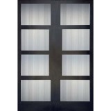 Hamilton 8'0" Tall Contemporary 4-Lite Narrow Profile Mahogany Wood Double Door Unit