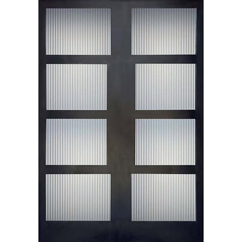 Hamilton 8'0" Tall Contemporary 4-Lite Narrow Profile Mahogany Wood Double Door Unit