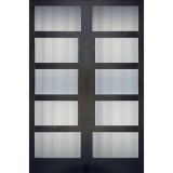 Hamilton 8'0" Tall Contemporary 5-Lite Narrow Profile Mahogany Wood Double Door Unit