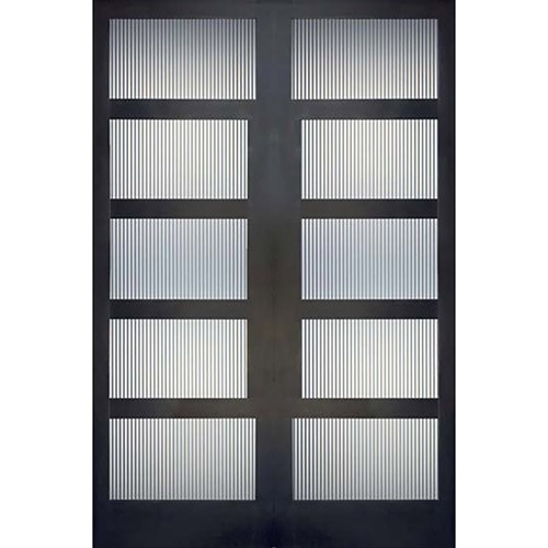 Hamilton 8'0" Tall Contemporary 5-Lite Narrow Profile Mahogany Wood Double Door Unit