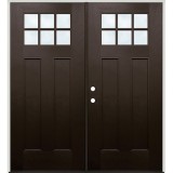 Craftsman 6-Lite Finished Fiberglass Prehung Double Door Unit #43