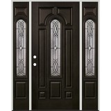 Center Arch Finished Fiberglass Prehung Door Unit with Sidelites #66
