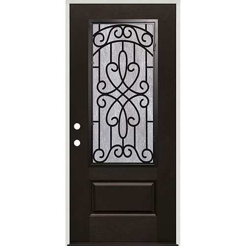 Finished Fiberglass Prehung Door Unit with Iron Grille #62