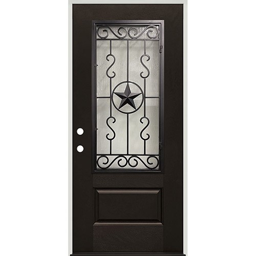 Finished Fiberglass Prehung Door Unit with Star Iron Grille #75