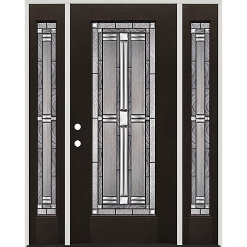 Full Lite Finished Fiberglass Prehung Door Unit with Sidelites #297