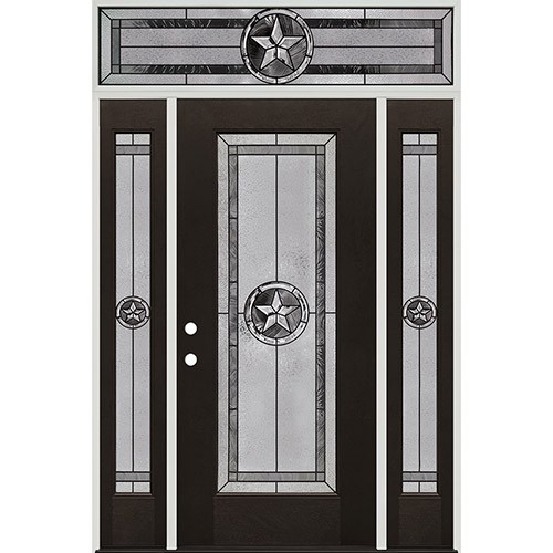 Texas Star Full Lite Finished Fiberglass Prehung Door Unit Sidelites with Transom #90