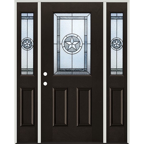 Texas Star Half Lite Finished Fiberglass Prehung Door Unit with Sidelites #40