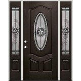 Texas Star 3/4 Oval Finished Fiberglass Prehung Door Unit with Sidelites #60