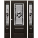 Texas Star 3/4 Lite Finished Fiberglass Prehung Door Unit with Sidelites #70