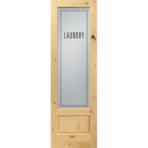 8'0" Tall Modern Laundry Glass Knotty Alder Interior Wood Door