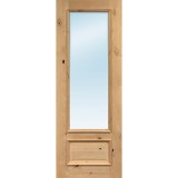 8'0" Tall 3/4 Lite Clear Low-E Knotty Alder Wood Door Slab