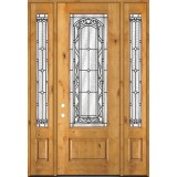 8'0" Tall 3/4 Lite Knotty Alder Wood Door Unit with Sidelites #292
