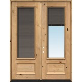 Slate 8'0" Tall 3/4 Mini-blind Knotty Alder Wood Double Door Unit