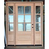 #Z092501 Mahogany Door 6-Lite Low-E with 14" Sidelites (6-9/16" jambs)
