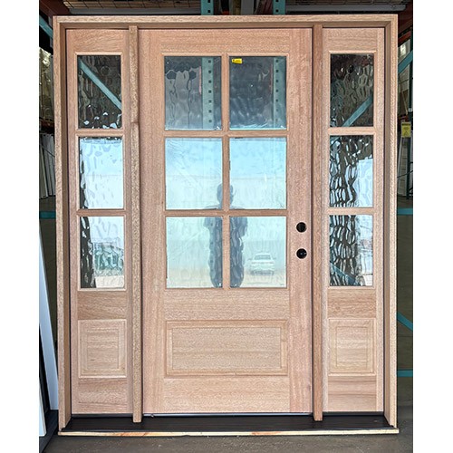 #Z092501 Mahogany Door 6-Lite Low-E with 14" Sidelites (6-9/16" jambs) #Z092501 Mahogany Door 6-Lite Low-E with 14" Sidelites (6-9/16" jambs)
