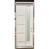 #Z092503 8'0" Tall Modern Vertical 1-Lite Metal Slats Door