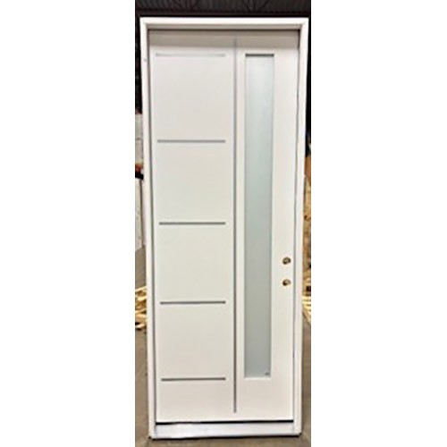 #Z092503 8'0" Tall Modern Vertical 1-Lite Metal Slats Door #Z092503 8'0" Tall Modern Vertical 1-Lite Metal Slats Door