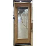 #Z122501 6'8" Knotty Alder Door with Slate Miniblind in Matching Jambs