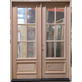 #Z032602 6/0 x 8/0 Mahogany 6-Lite Double Door Clear Low-E Glass