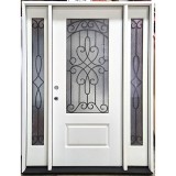 #Z032605 3/4 Lite Internal Iron Grille Fiberglass Door with Full Sidelites
