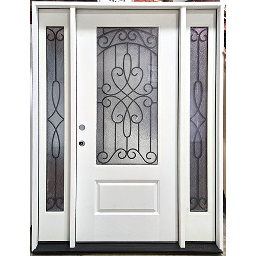 #Z032605 3/4 Lite Internal Iron Grille Fiberglass Door with Full Sidelites