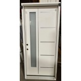#Z0102506 Modern Vertical 1-Lite Metal Slats Door