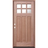 Craftsman 6-Lite Mahogany Prehung Wood Door Unit #3306