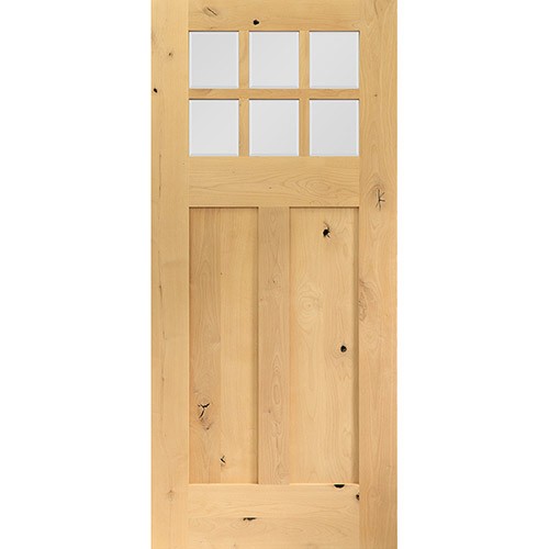 6-Lite Shaker Craftsman Knotty Alder Wood Door #UK43