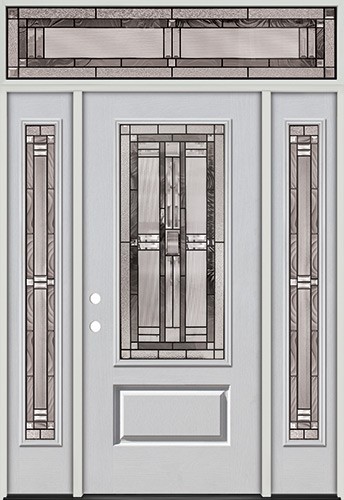 3/4 Lite Fiberglass Prehung Door Unit with Transom #277