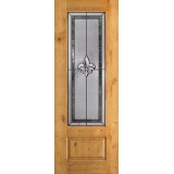 Fleur-de-lis 8'0" Tall 3/4 Lite Knotty Alder Wood Door Slab #84