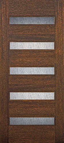 Hamilton Modern 5-Lite Mahogany Wood Door Slab