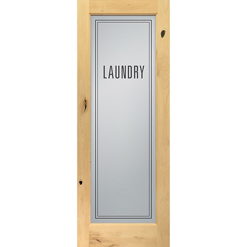 6'8" Tall Modern Laundry Glass Knotty Alder Interior Wood Door