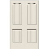 6'8" 2-Panel Arch V-Groove Smooth Molded Interior Prehung Double Door Unit