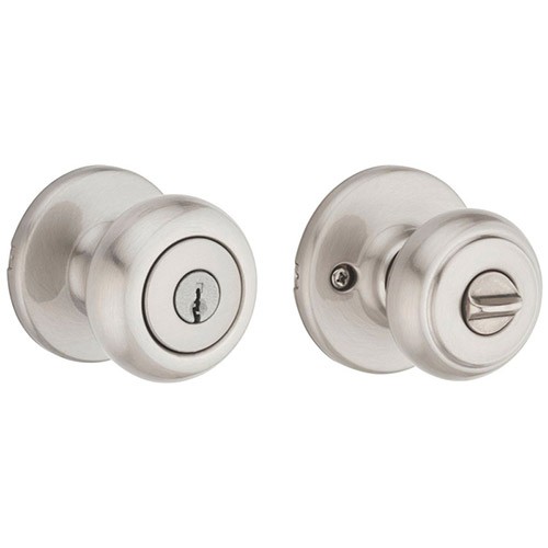 Kwikset Milan Keyed Entry Door Knob Satin Nickel