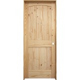 6'8" Tall 2-Panel Arch V-Groove Knotty Pine Interior Prehung Wood Door Unit