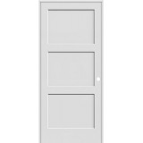 6'8" Tall 3-Panel Shaker Primed Interior Prehung Wood Door Unit