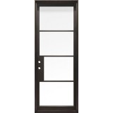 42" x 97" Modern 4-Lite Thin Bar Iron Prehung Door Unit